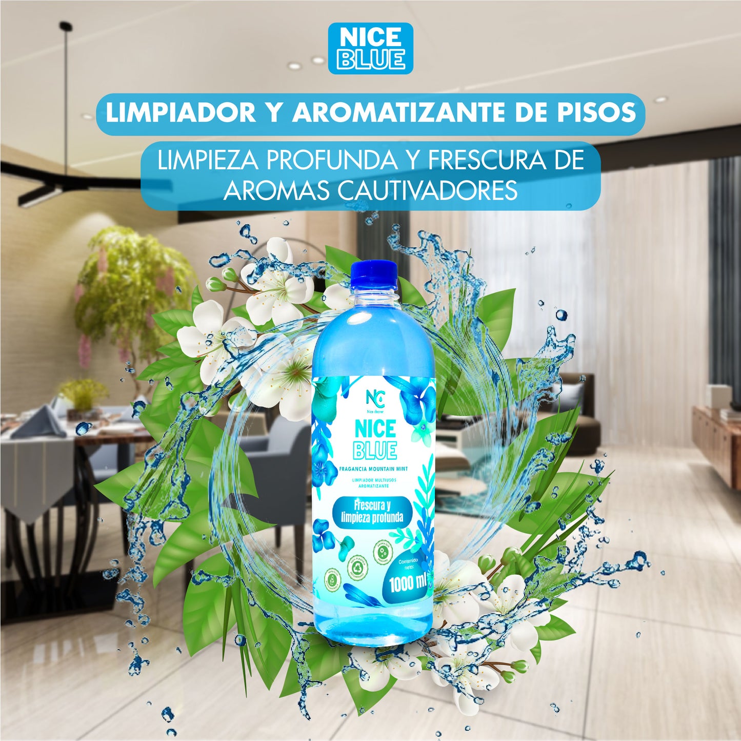 NICE BLUE, limpiador y aromatizante de pisos