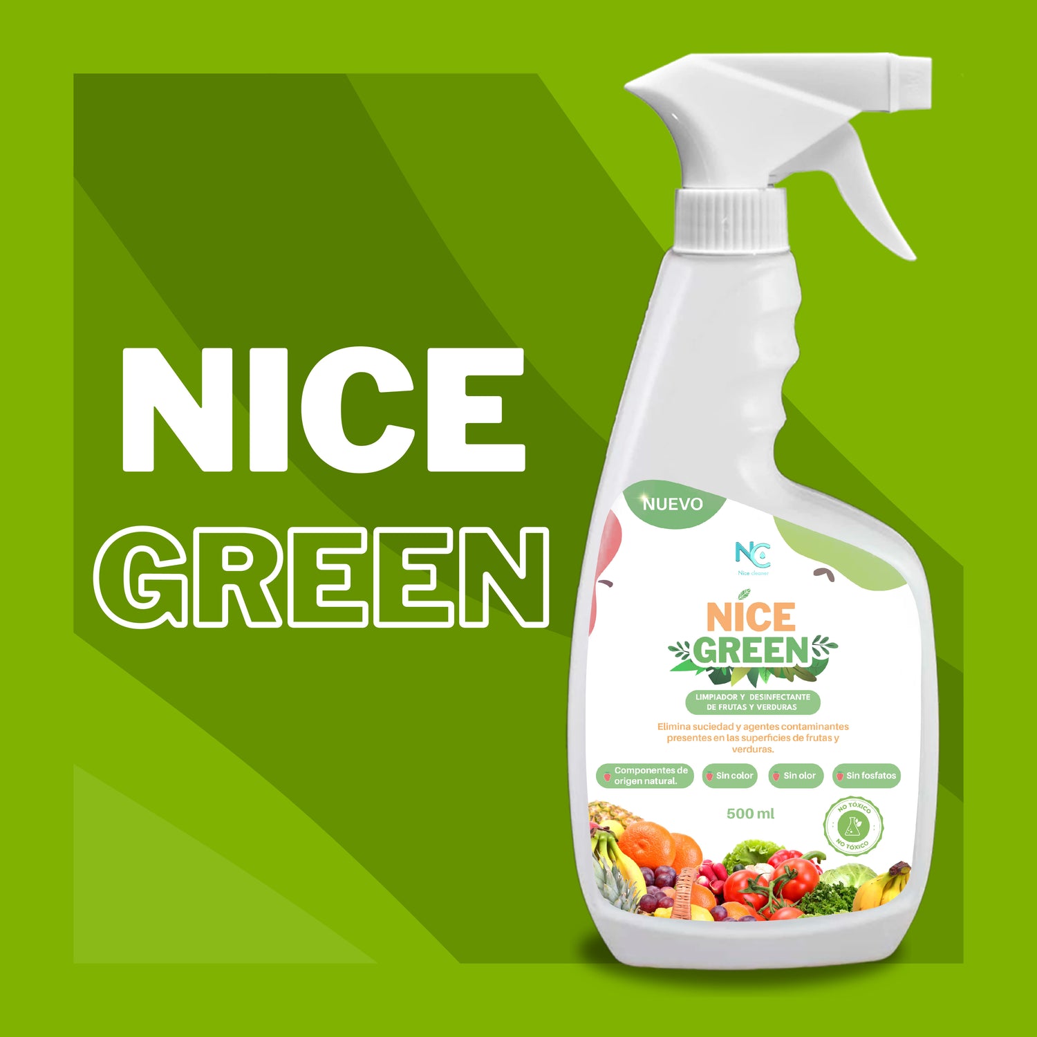 NICE GREEN, Limpiador y desinfectante de frutas y verduras – Nice